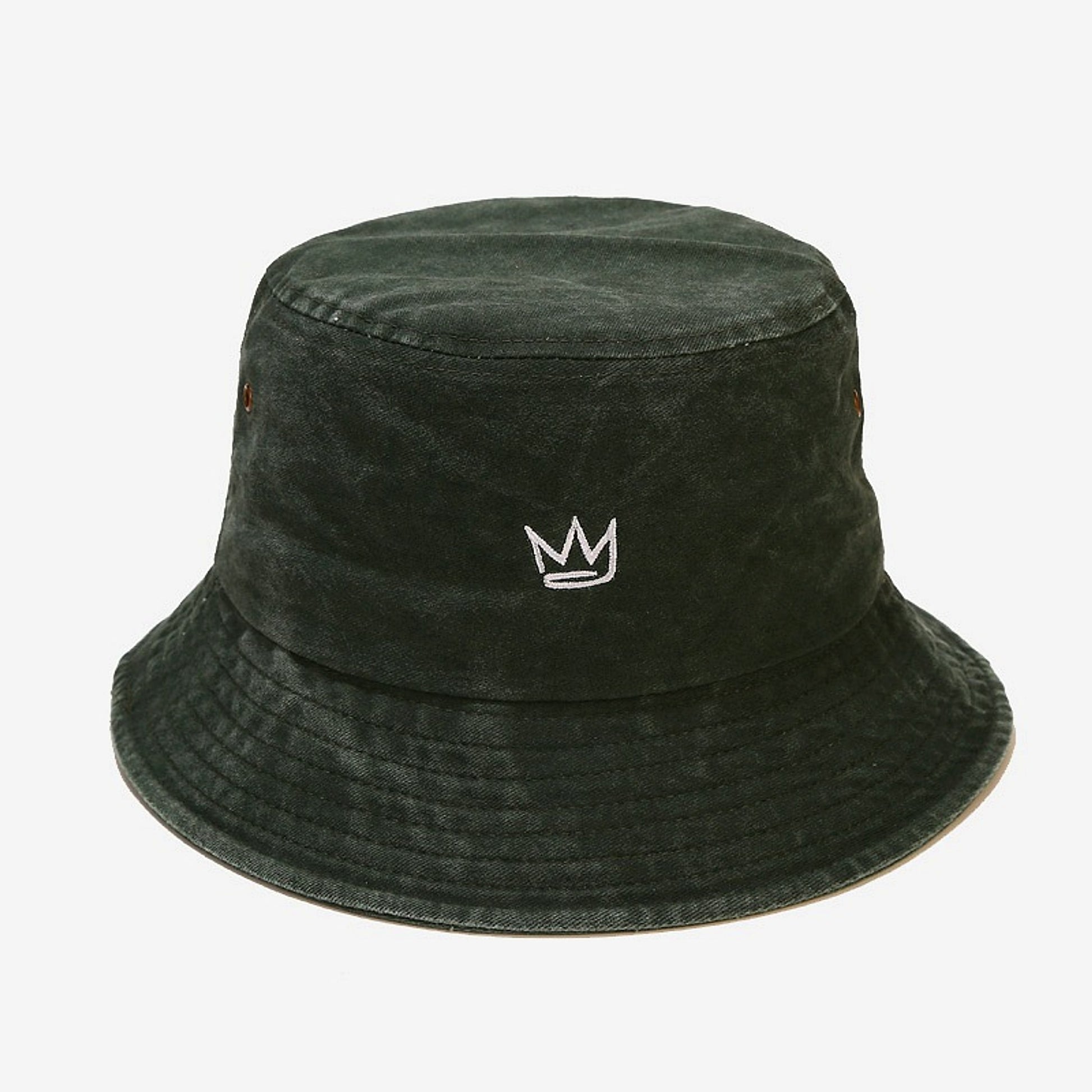 Crown Embroidered Fisherman Hat Washed Cotton Vintage Distressed - enhanced image 8