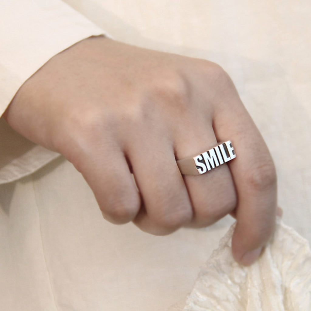 Personalized Sterling Silver Couple Rings – Custom Engraved Alphabet Rings - enhanced image 8