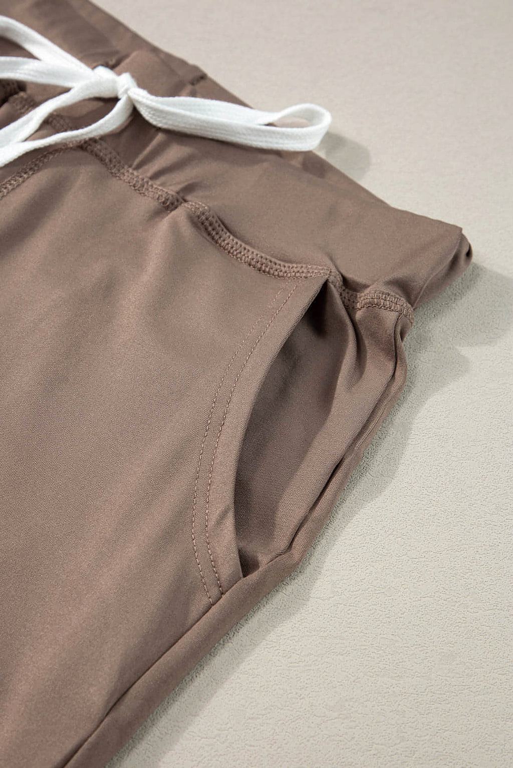 Dark Brown Drawstring Waist Pocketed Joggers - enhanced image 8