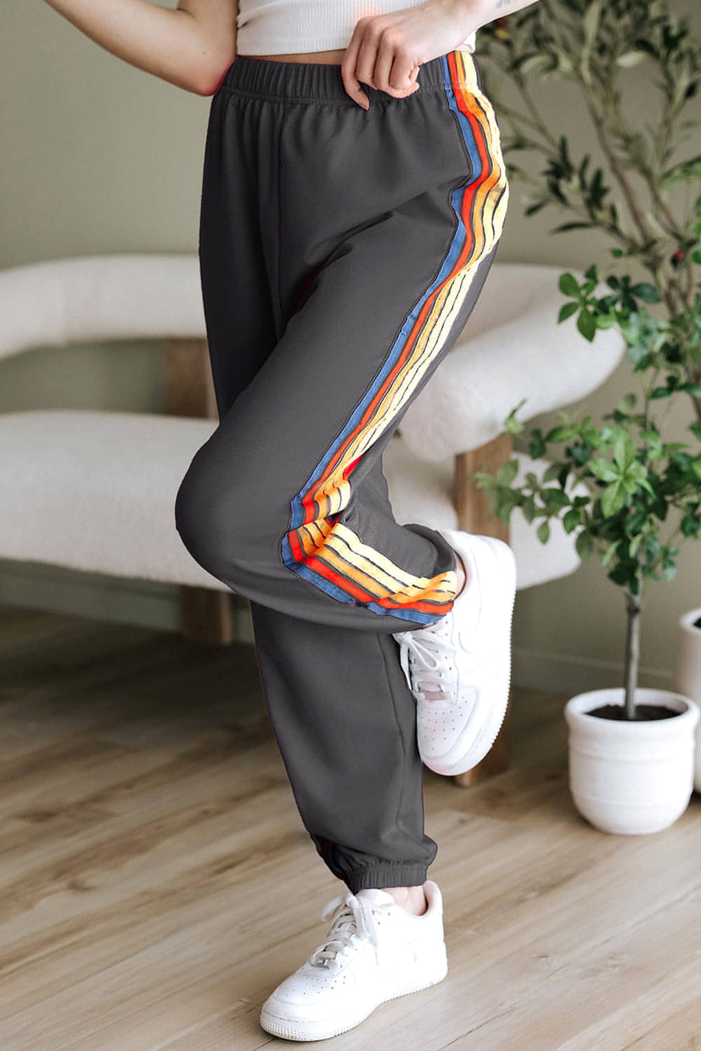 Dark Grey Counting Rainbows High Waist Sweatpants - enhanced image 8