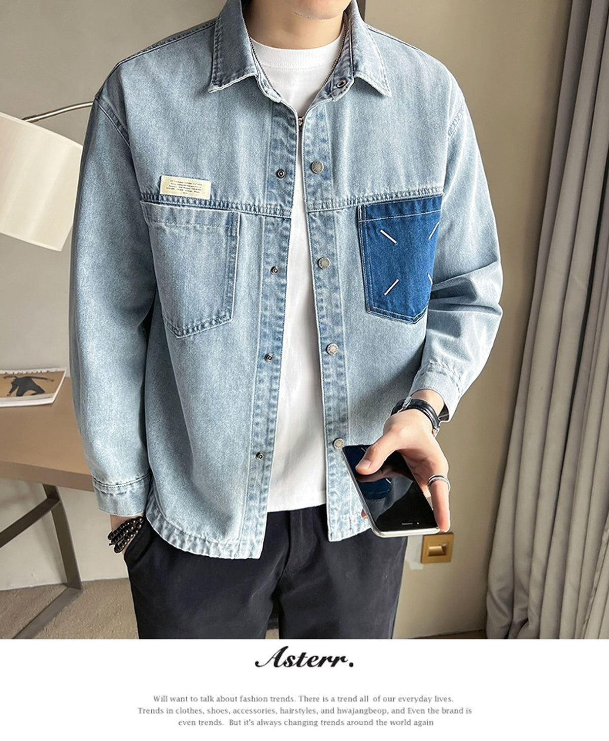 Fashion Brand Denim DressShirt - enhanced image 8