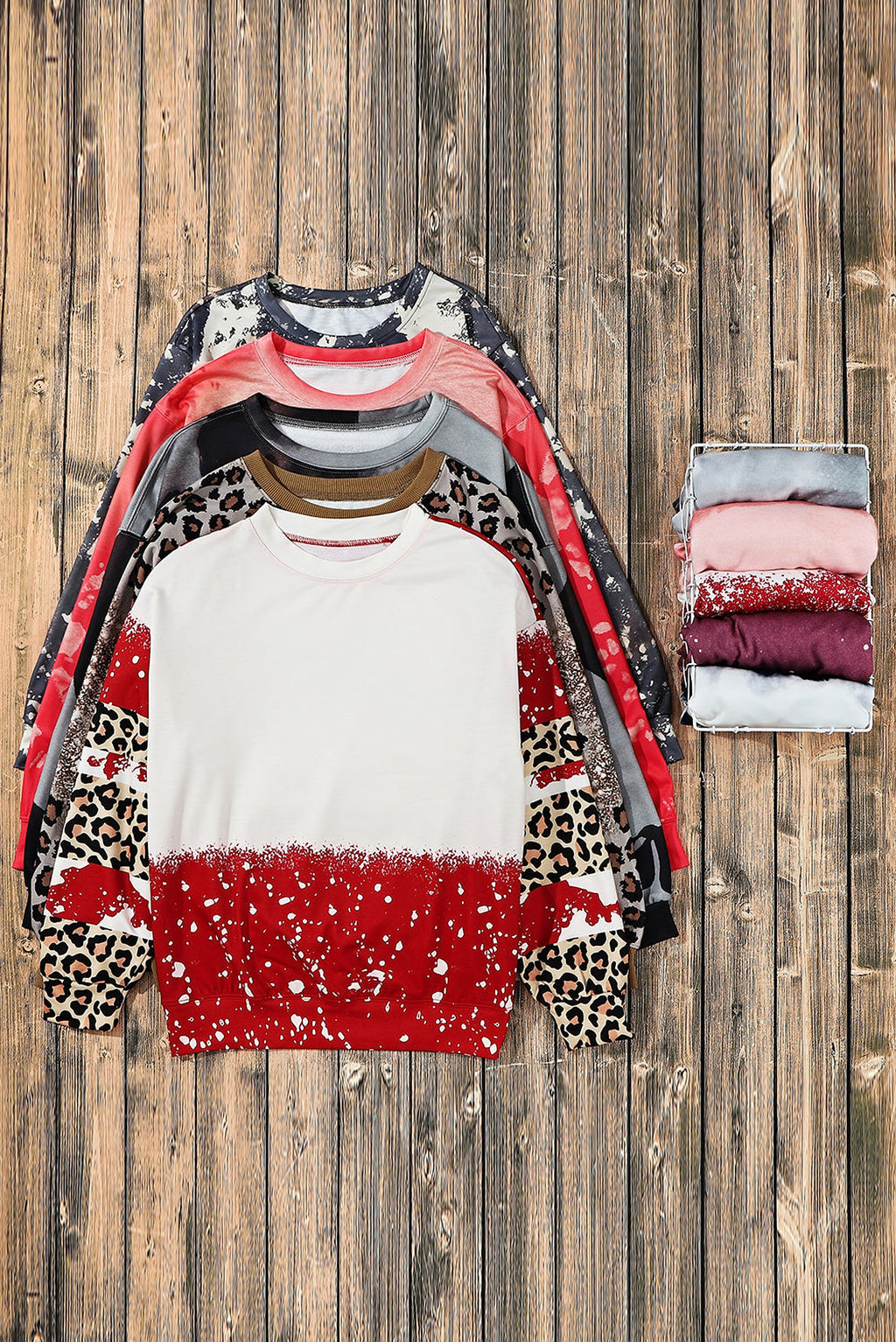 Fiery Red Tie-Dye Leopard Long Sleeve Top - enhanced image 8