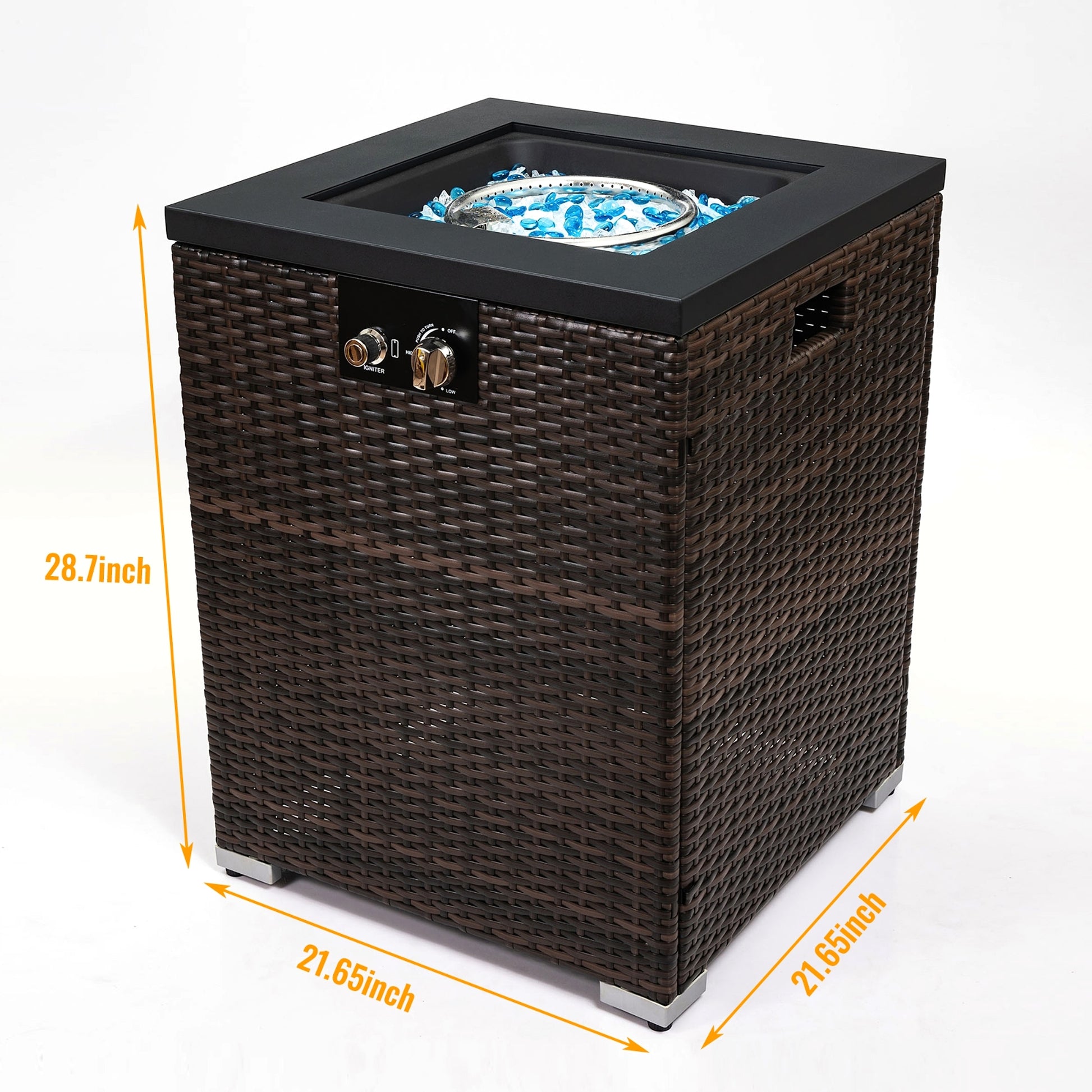 FlameHaven™ – Wicker Propane Fire Pit Column with Glass Wind Guard (US Warehouse) - enhanced image 8