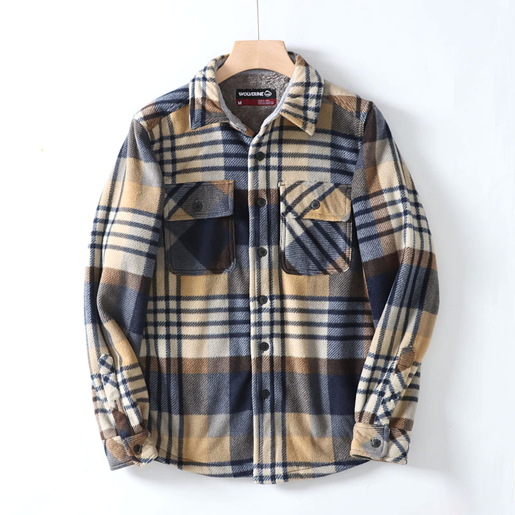 Flannel Plaid Warm Leisure Lapel Long Sleeve DressShirt - enhanced image 8
