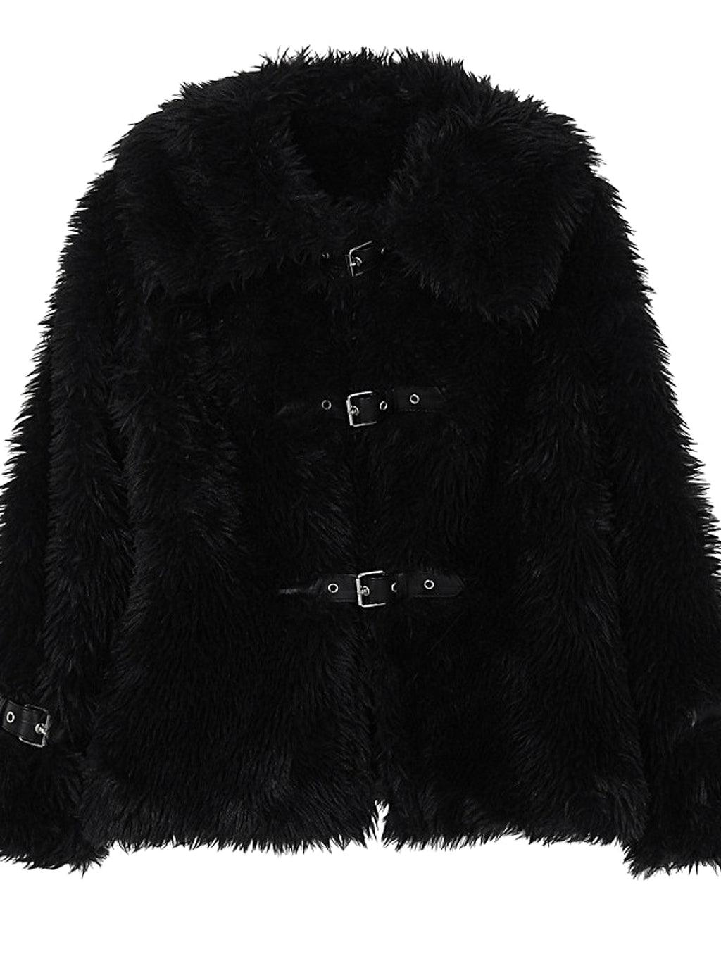 Fluffy wool & leather women 's jacket - enhanced image 8