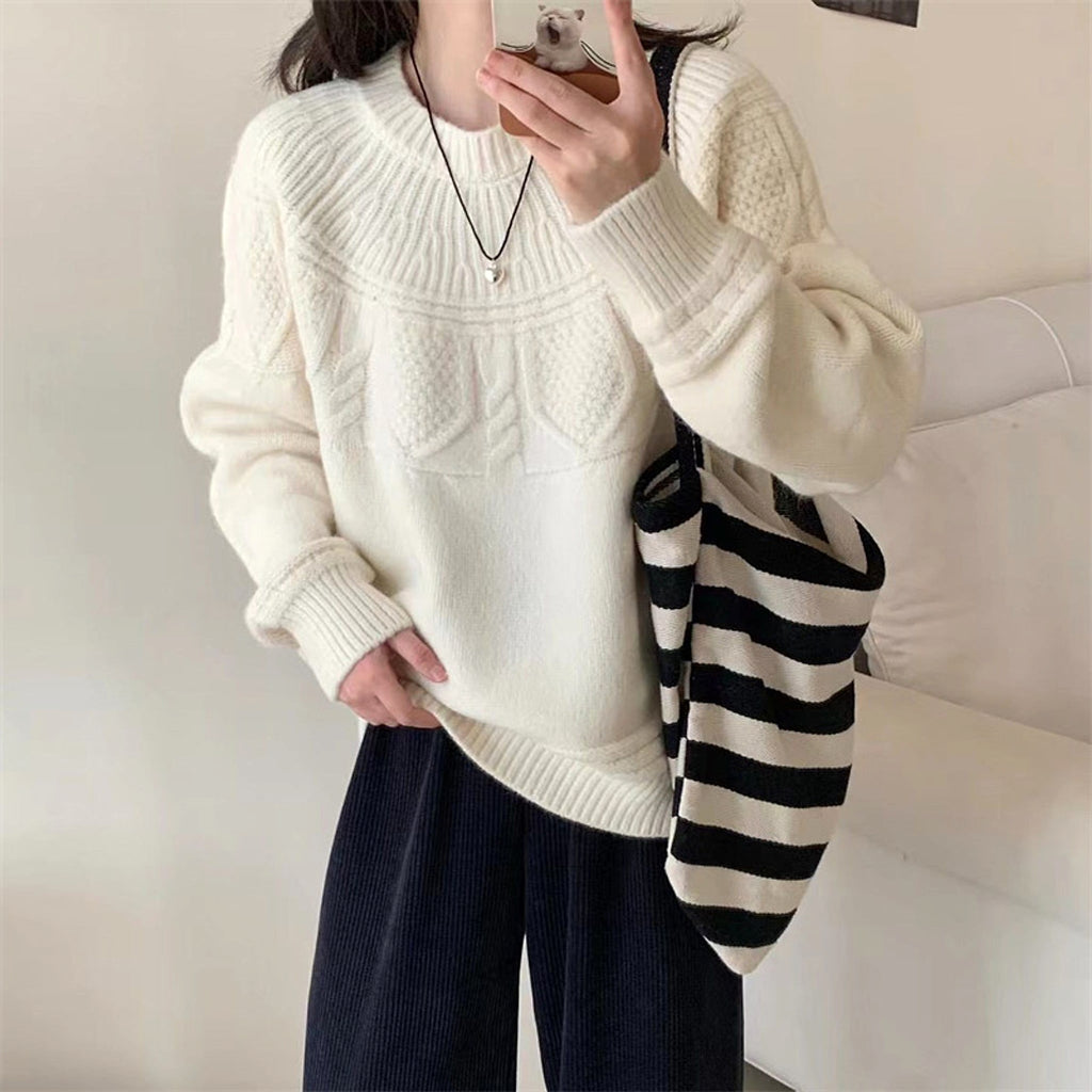French Retro Soft Glutinous Twisted Sweater For Women - enhanced image 8