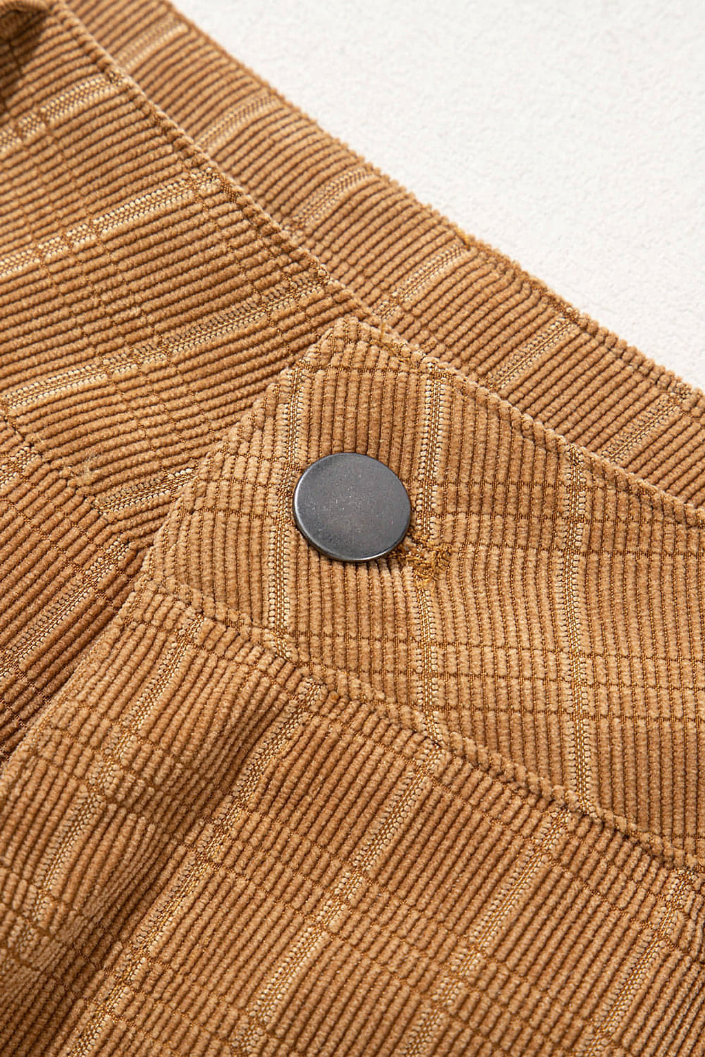 Grapefruit Orange Checkered Corduroy Flare High Waist Pants - enhanced image 8