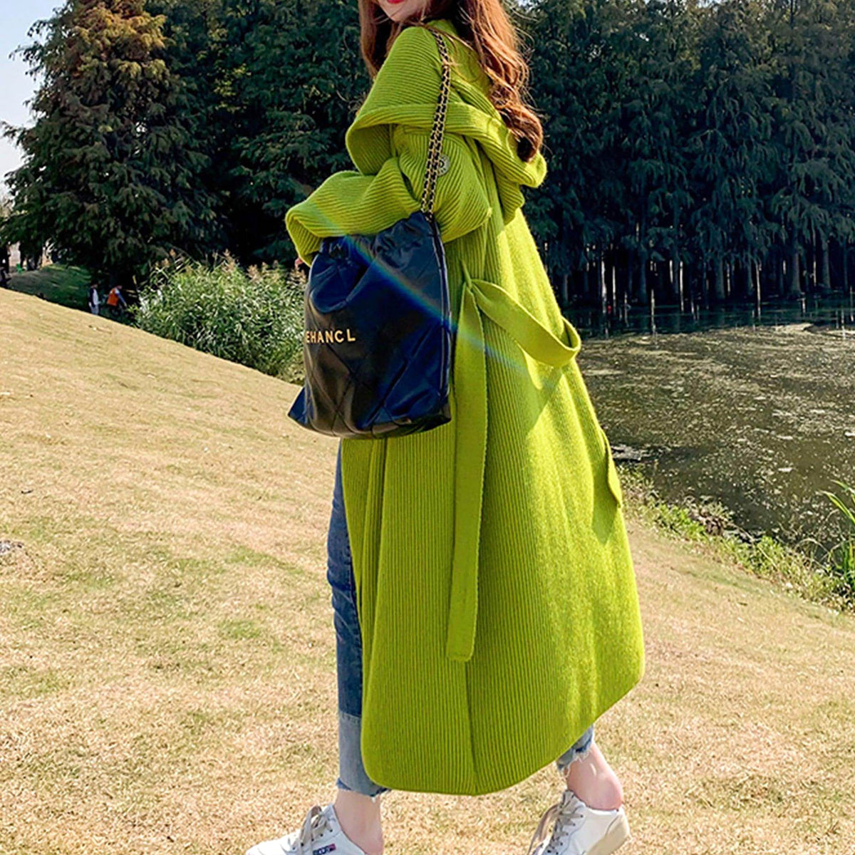 Green Alpaca Women 's Wool Sweater Coat Cardigan Handmade Clothing - enhanced image 8
