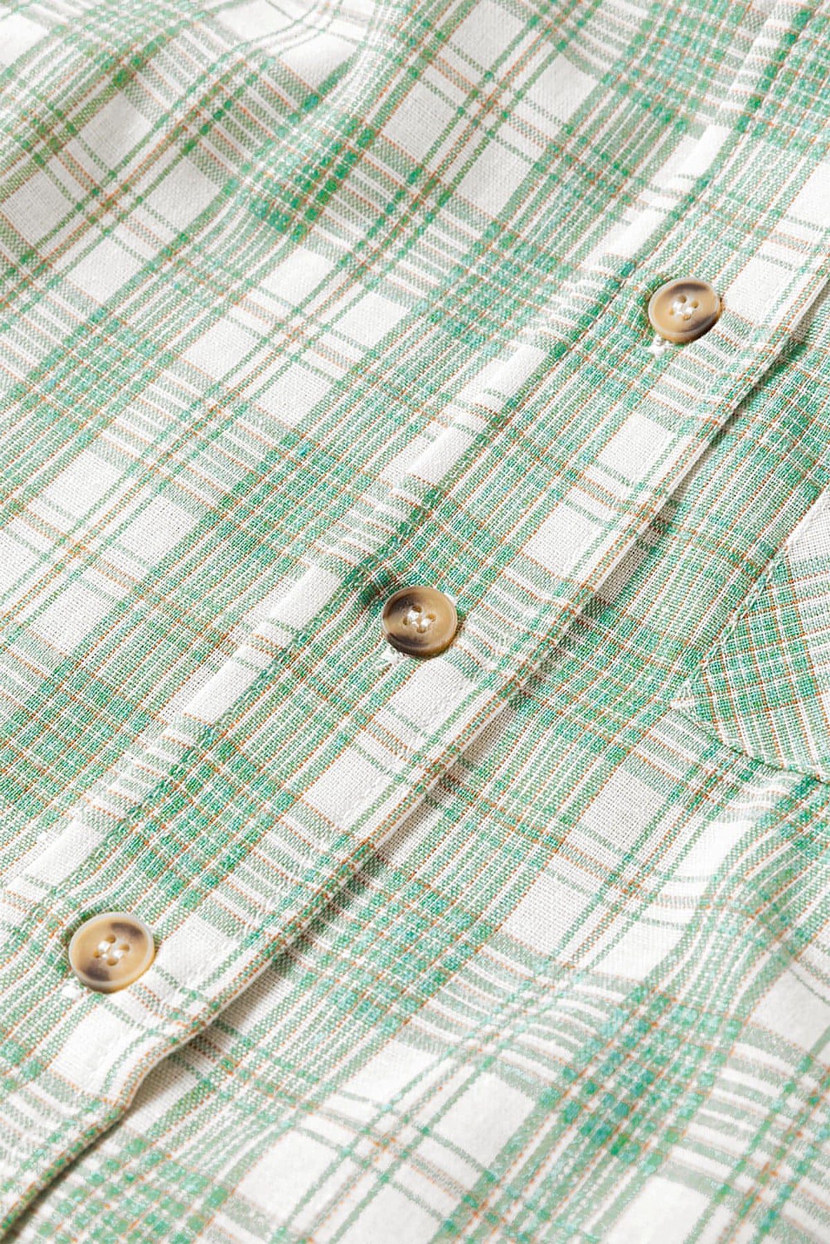Green Checkered Print Loose Fit Buttoned Hooded Shacket - enhanced image 8