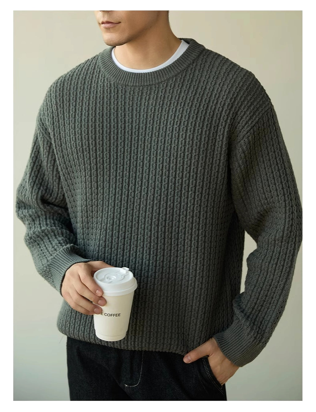 High-end Long Sleeve Loose Round Neck Men's Knitwear - enhanced image 8