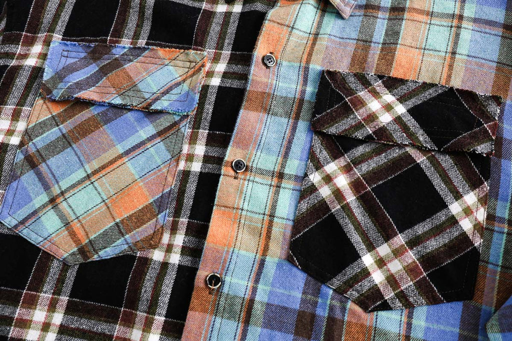 Japanese Trendy Spliced Plaid Blouse DressShirt CS51 - enhanced image 8