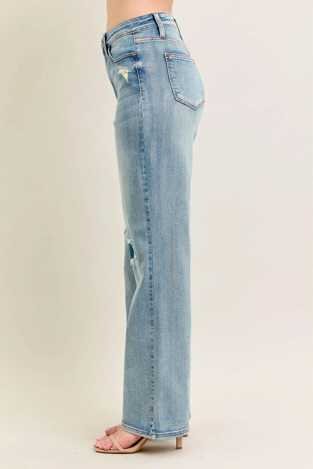 Judy Blue Full Size Hw Destroy & Knee Patch Straight Jeans Plus Size - enhanced image 8