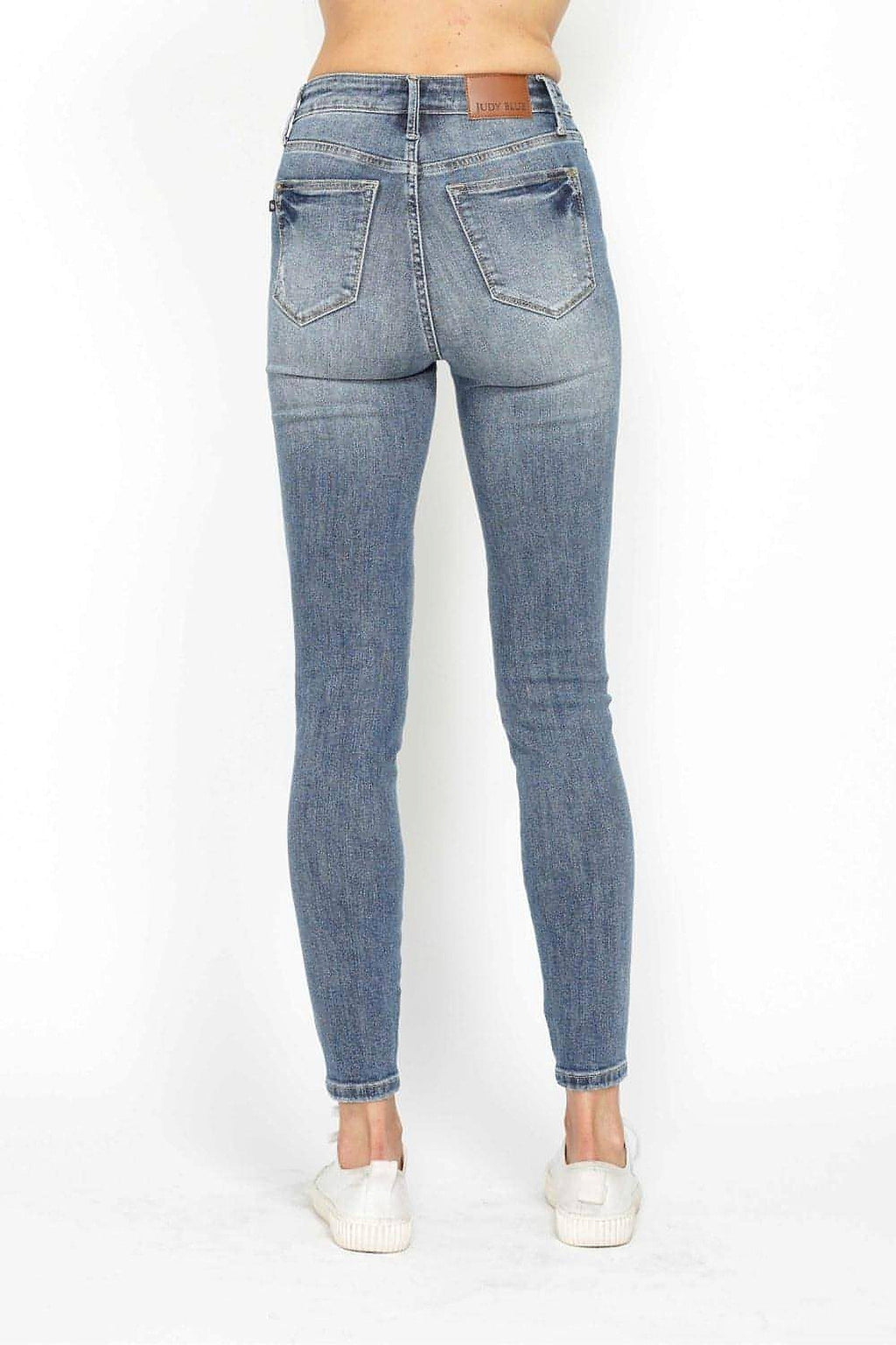 Judy Blue Full Size Tummy Control Contrast Wash Skinny Jeans - enhanced image 8