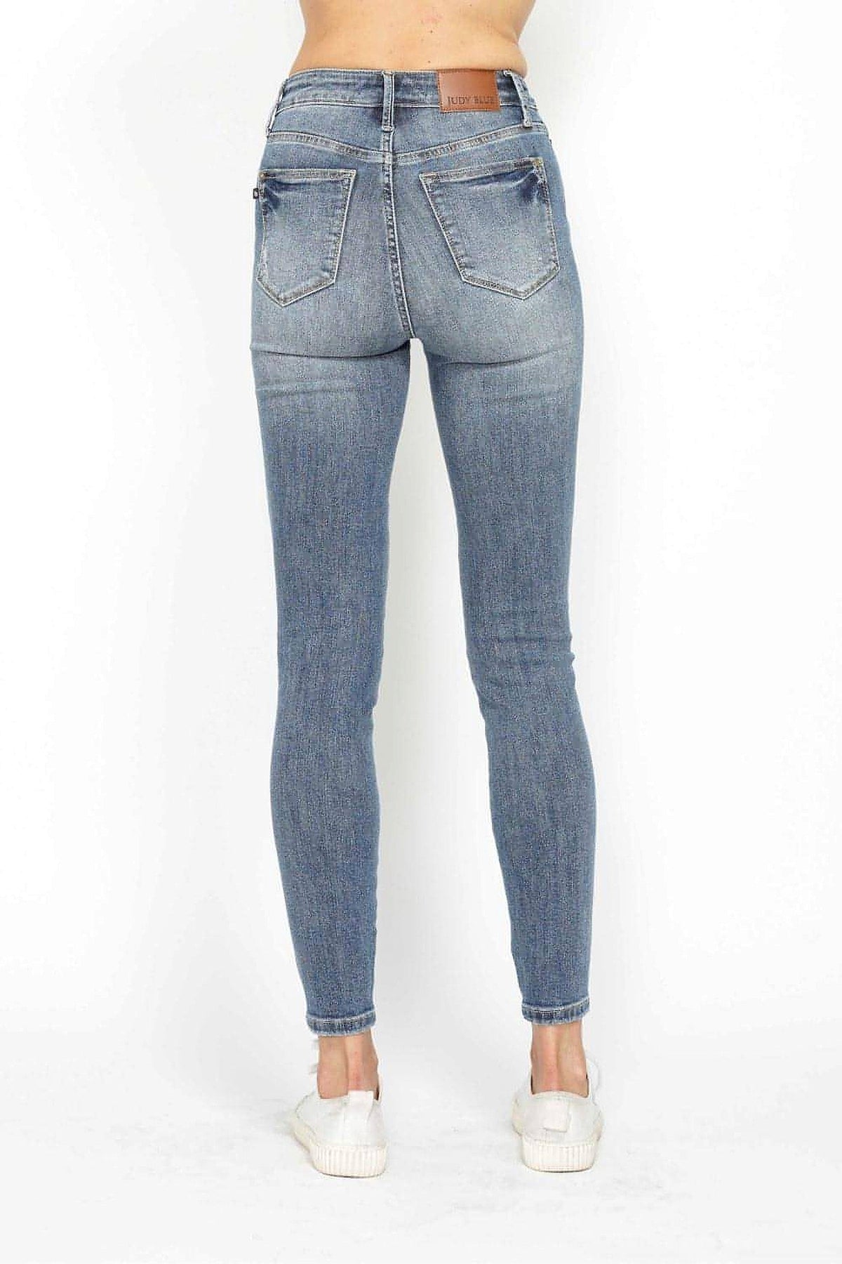 Judy Blue Full Size Tummy Control Contrast Wash Skinny Jeans - enhanced image 8