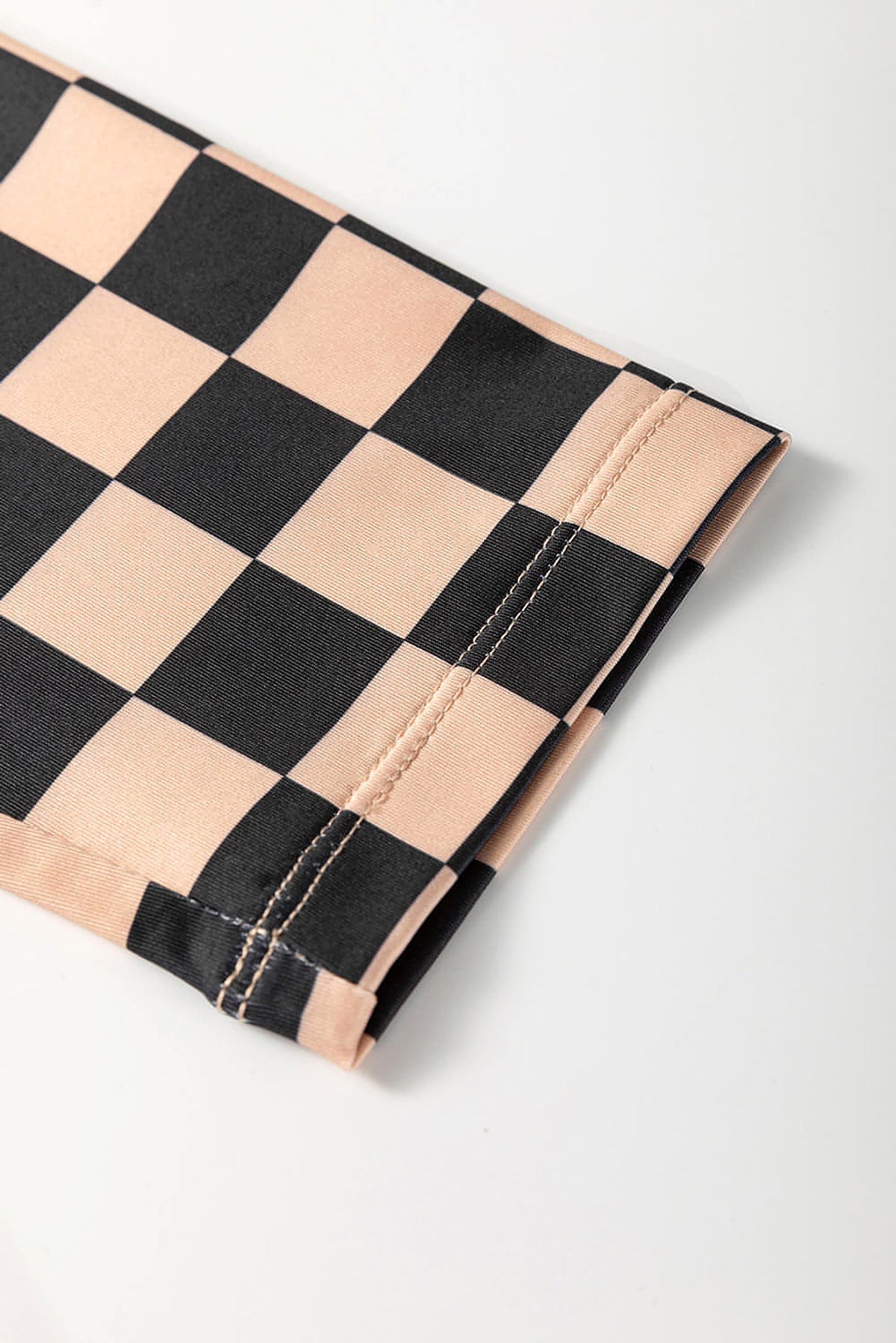 Khaki Checkered Pattern High Waist Skinny Leggings - enhanced image 8
