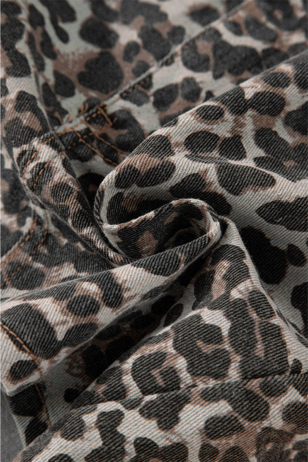Khaki Leopard Denim Mini Skirt - enhanced image 8