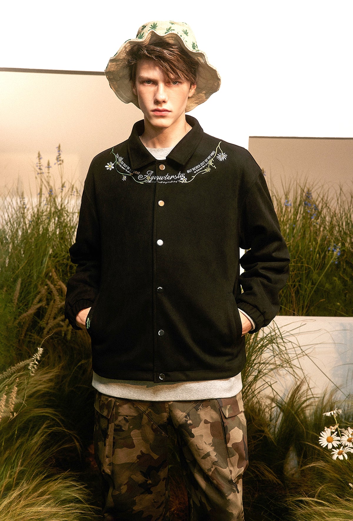 Letter Floral Embroidered Jacket For Men - enhanced image 8