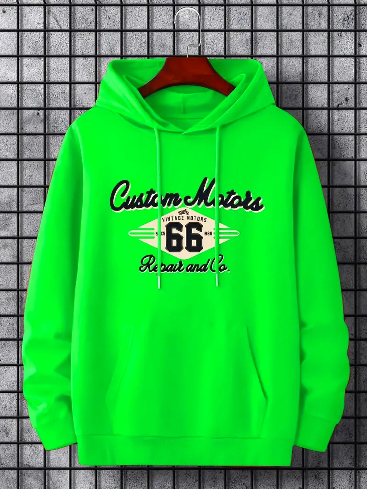 Letter Number 66 Printed Casual Hooded Pullover Sweater Mem - enhanced image 8