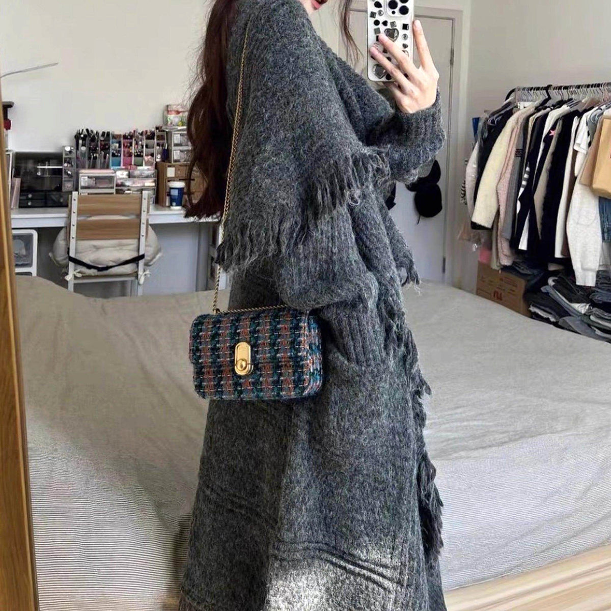 Long Alpaca Wool Sweater Coat Handmade Womens Clothing - enhanced image 8