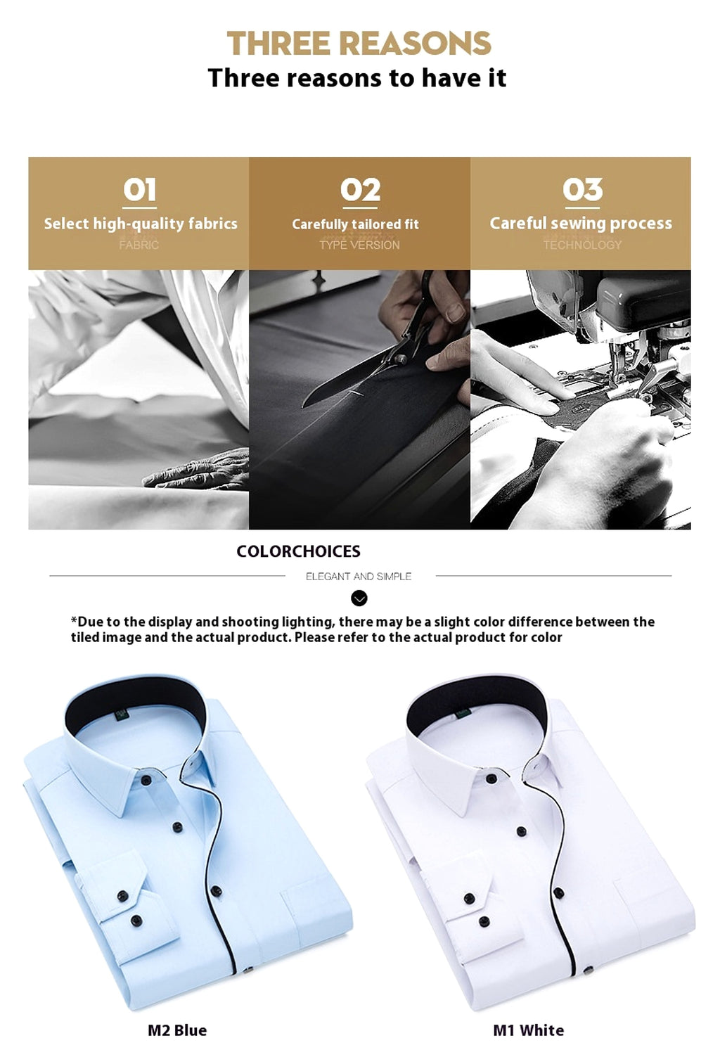 Long Sleeve Men's Business Pure Color Shirt - enhanced image 8