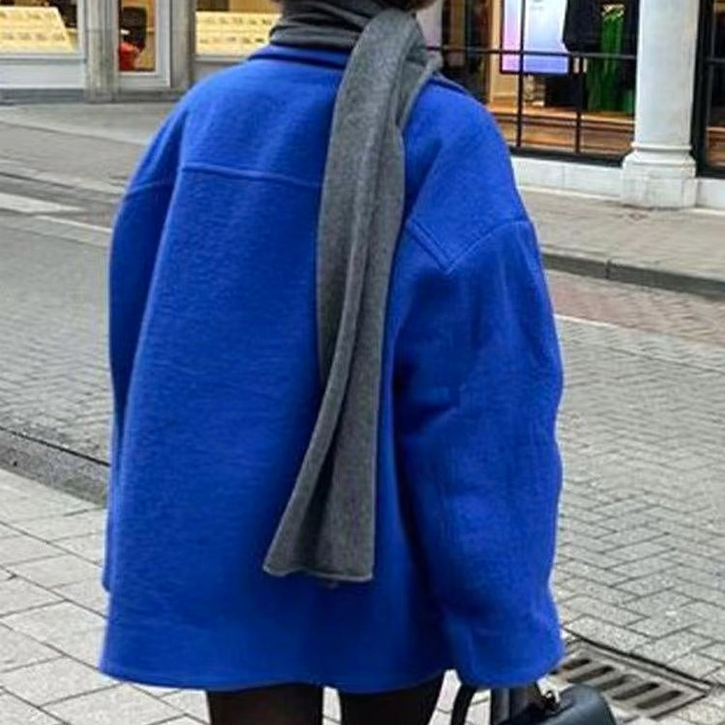 A1. Loose Double-breasted Short Design Woolen Coat - enhanced image 8