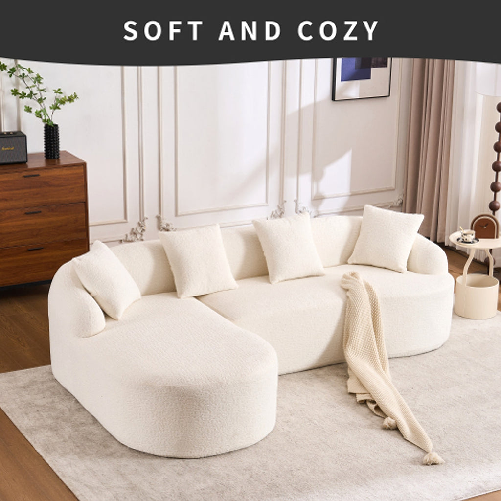 LuxeForm™ – Grey Compression Sofa with Chaise Lounge & 4 Pillows (US Warehouse) - enhanced image 8