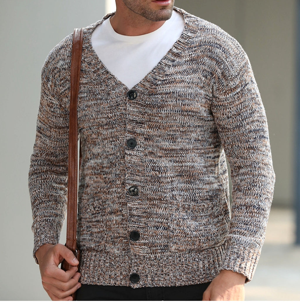 Men's Autumn And Winter Thin Mixed Wool Sweater - enhanced image 8
