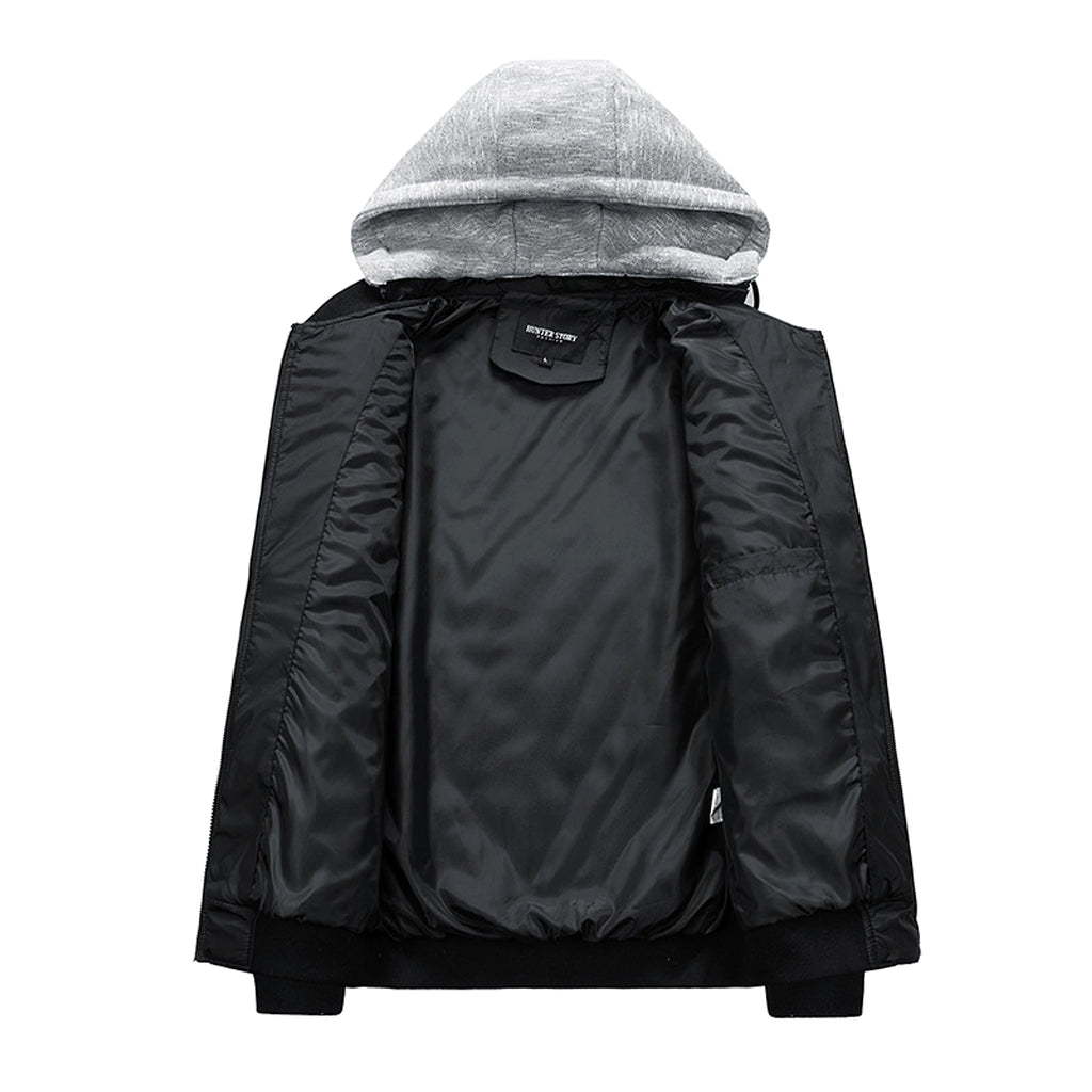 Men's Casual Jacket Quilted Cotton Removable Hood Jacket - enhanced image 8