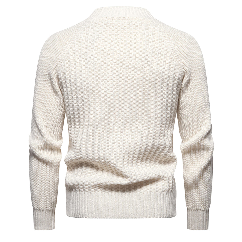 Men's Casual Loose Solid Color Round Neck Sweater - enhanced image 8