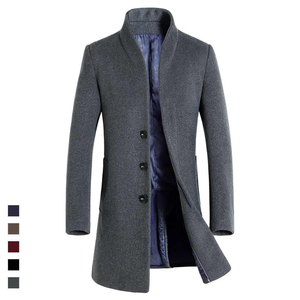 Men's casual woolen trench coat - enhanced image 8