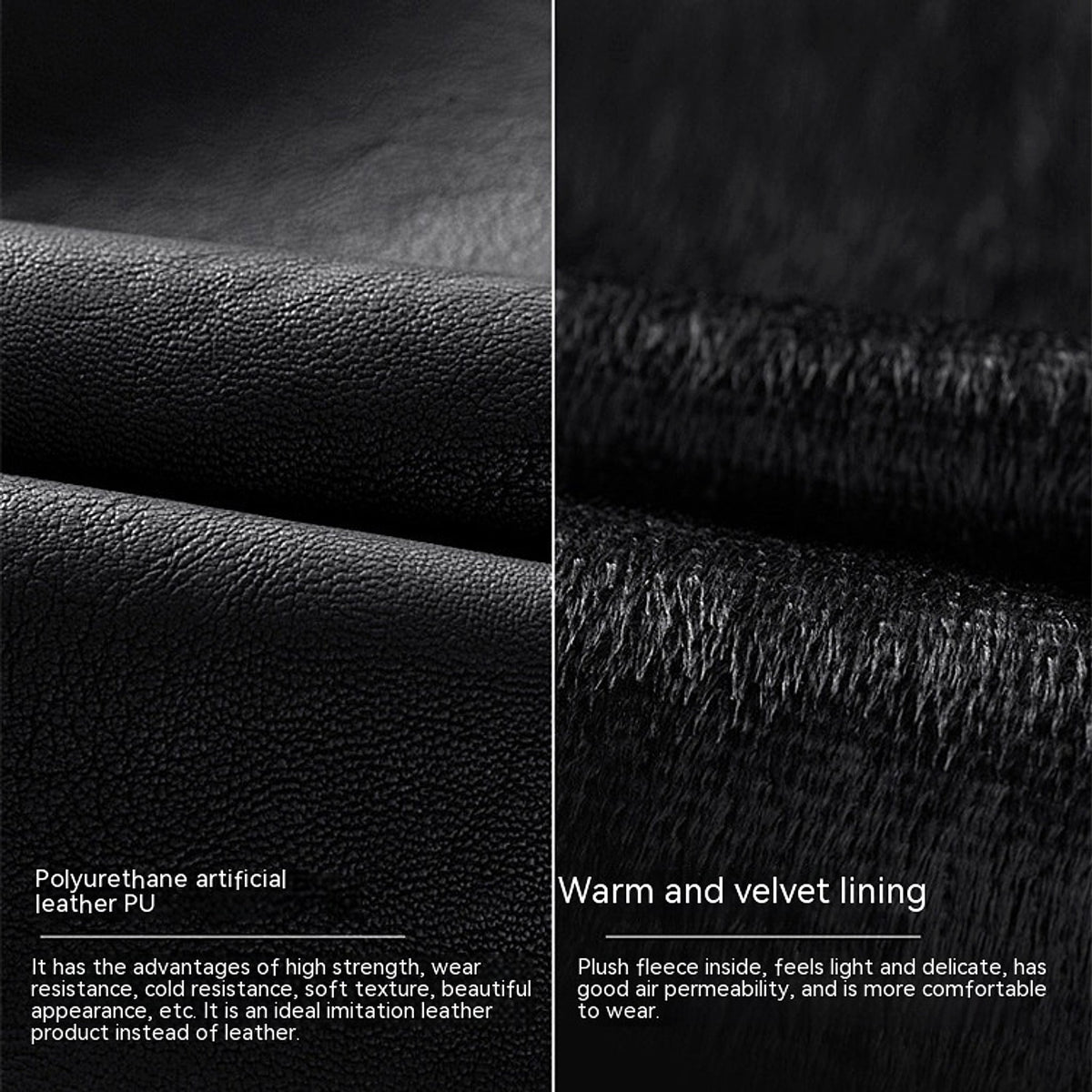 Men's Fashion Casual PU Leather Fleece Padded Coat