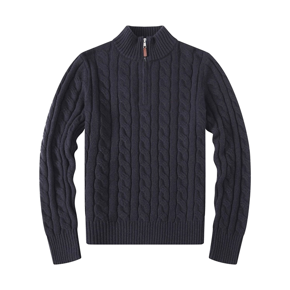 Men's Half-height Zip Twist Knit Bottoming Shirt - enhanced image 8