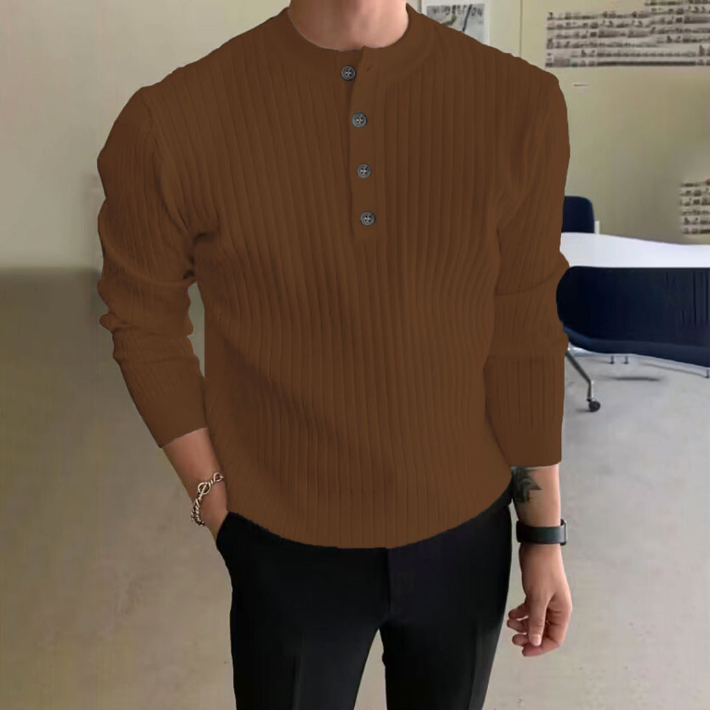 Men's Half-high Collar Button Sweater - enhanced image 8