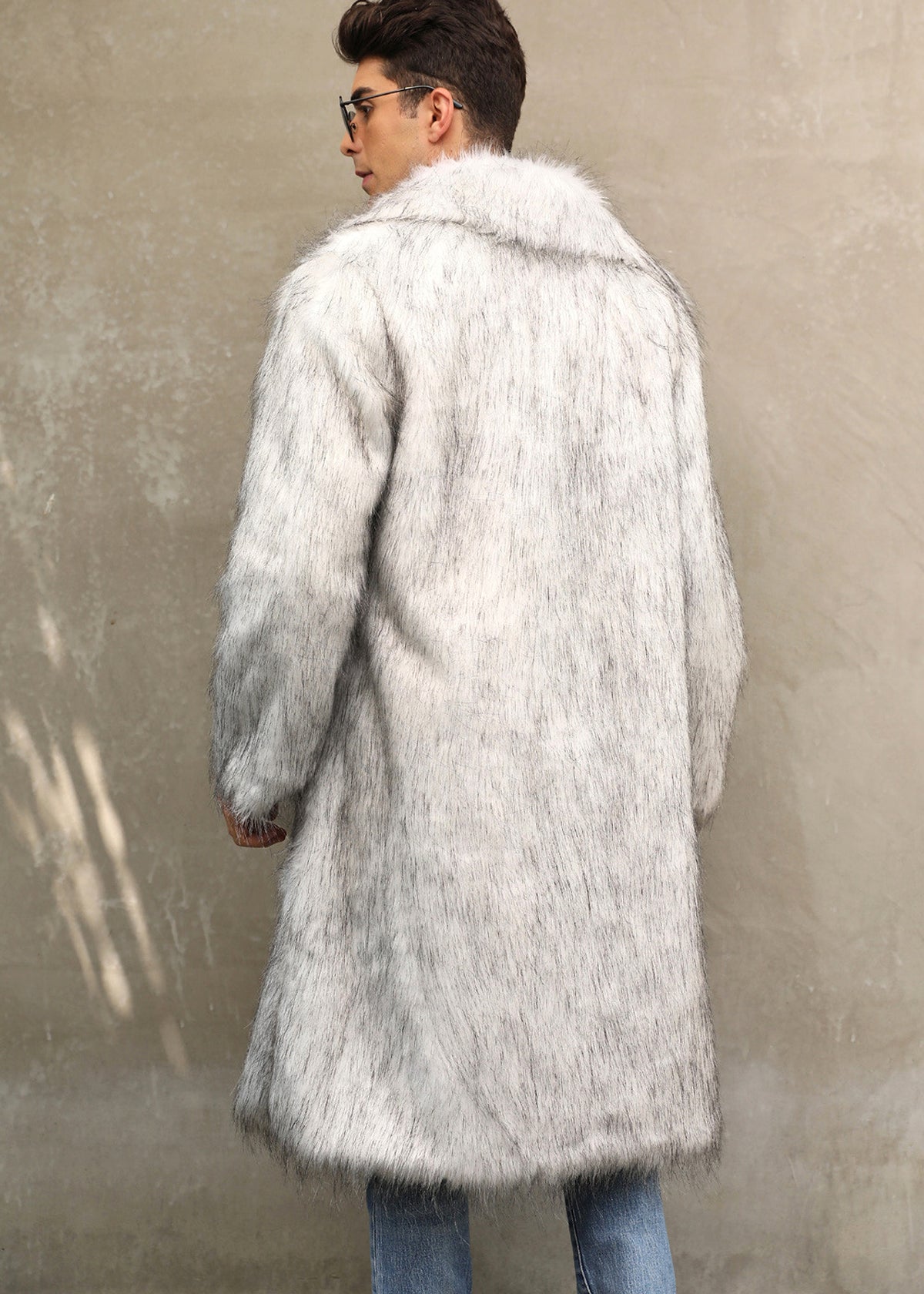 A.1 Men's Imitation Fox Fur Warm Coat Jacket - enhanced image 8