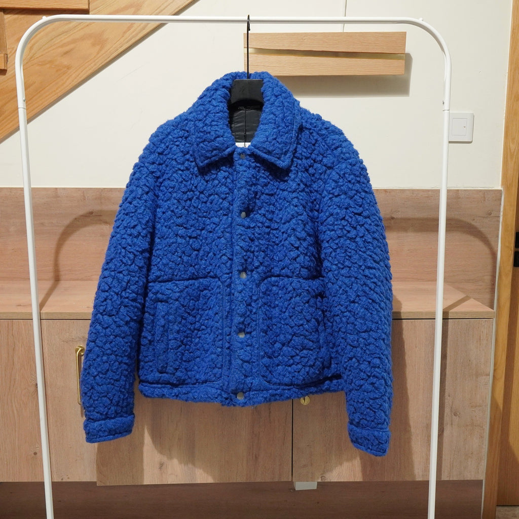Men's Klein Blue Loose Version Imitation Lamb Wool Fleece Jacket - enhanced image 8