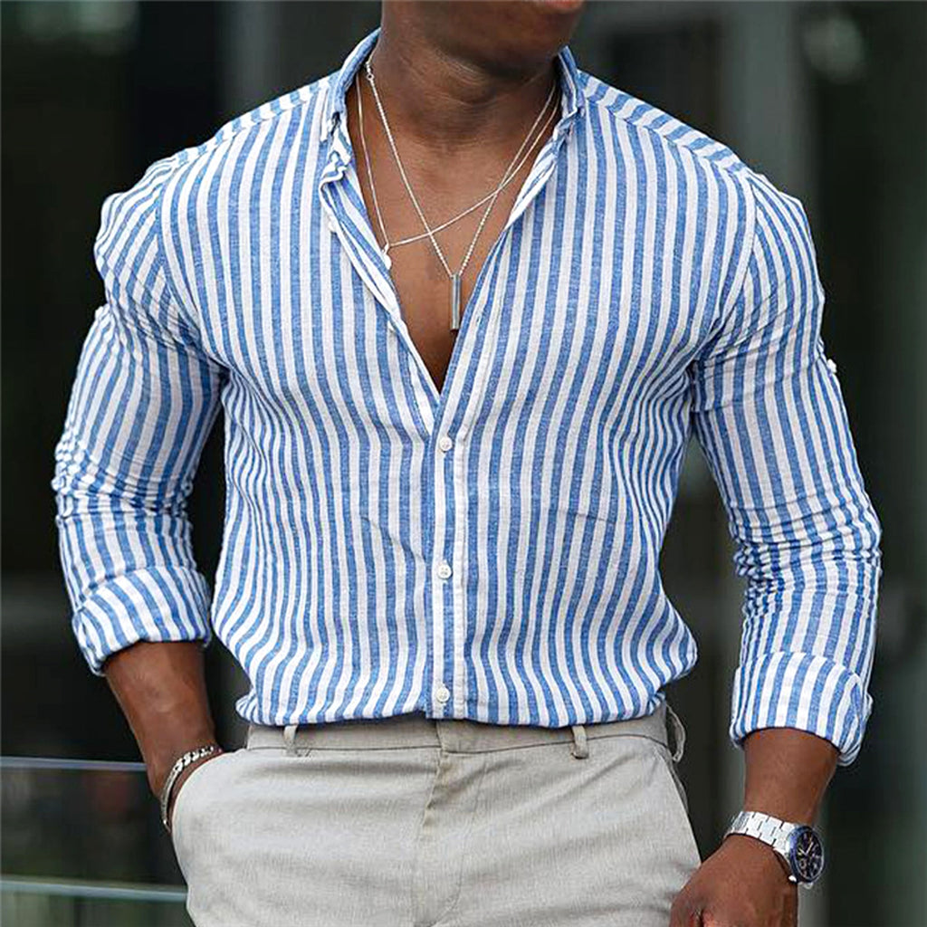 Men's Long Sleeve Lapel Plaid DressShirt - enhanced image 8
