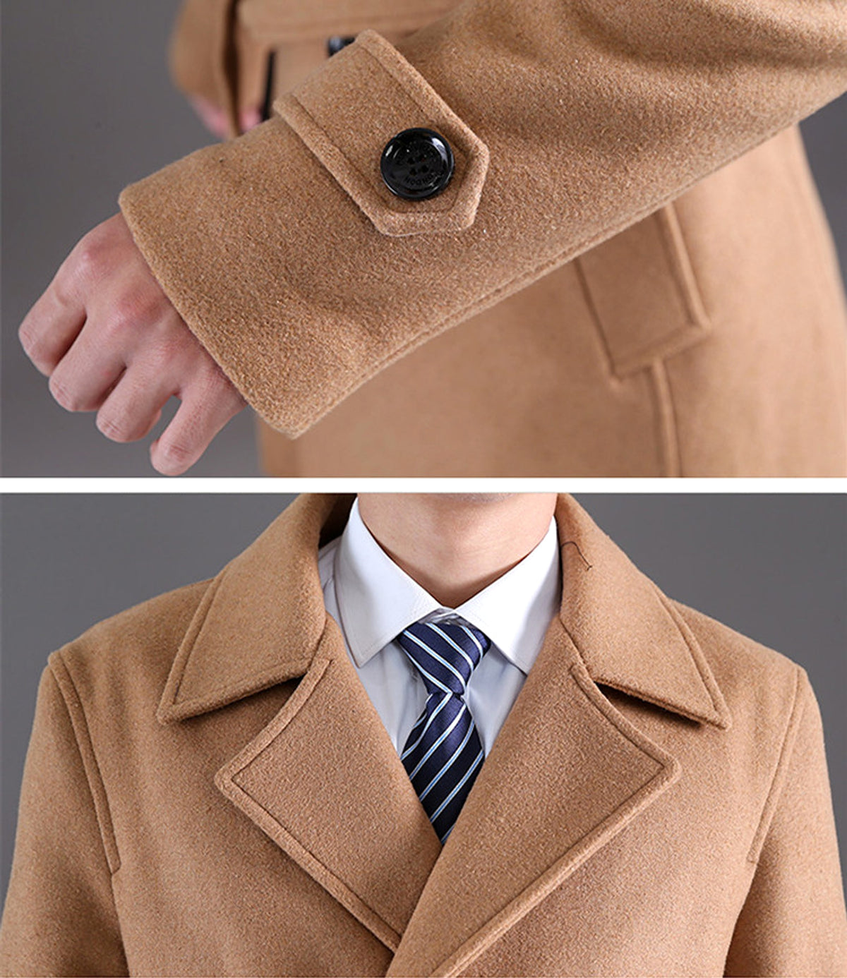 Men's Long Trench Coat - enhanced image 8