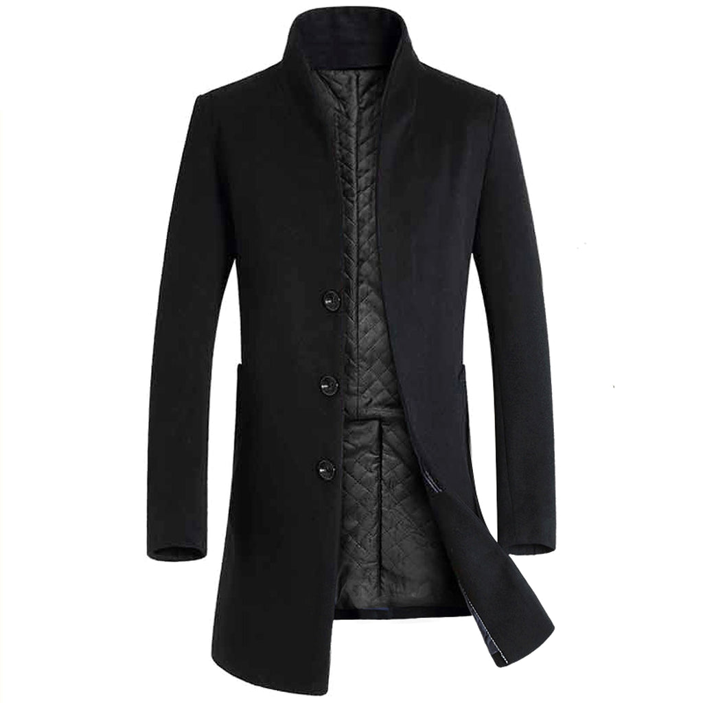 Men's long woolen coat trench coat - enhanced image 8