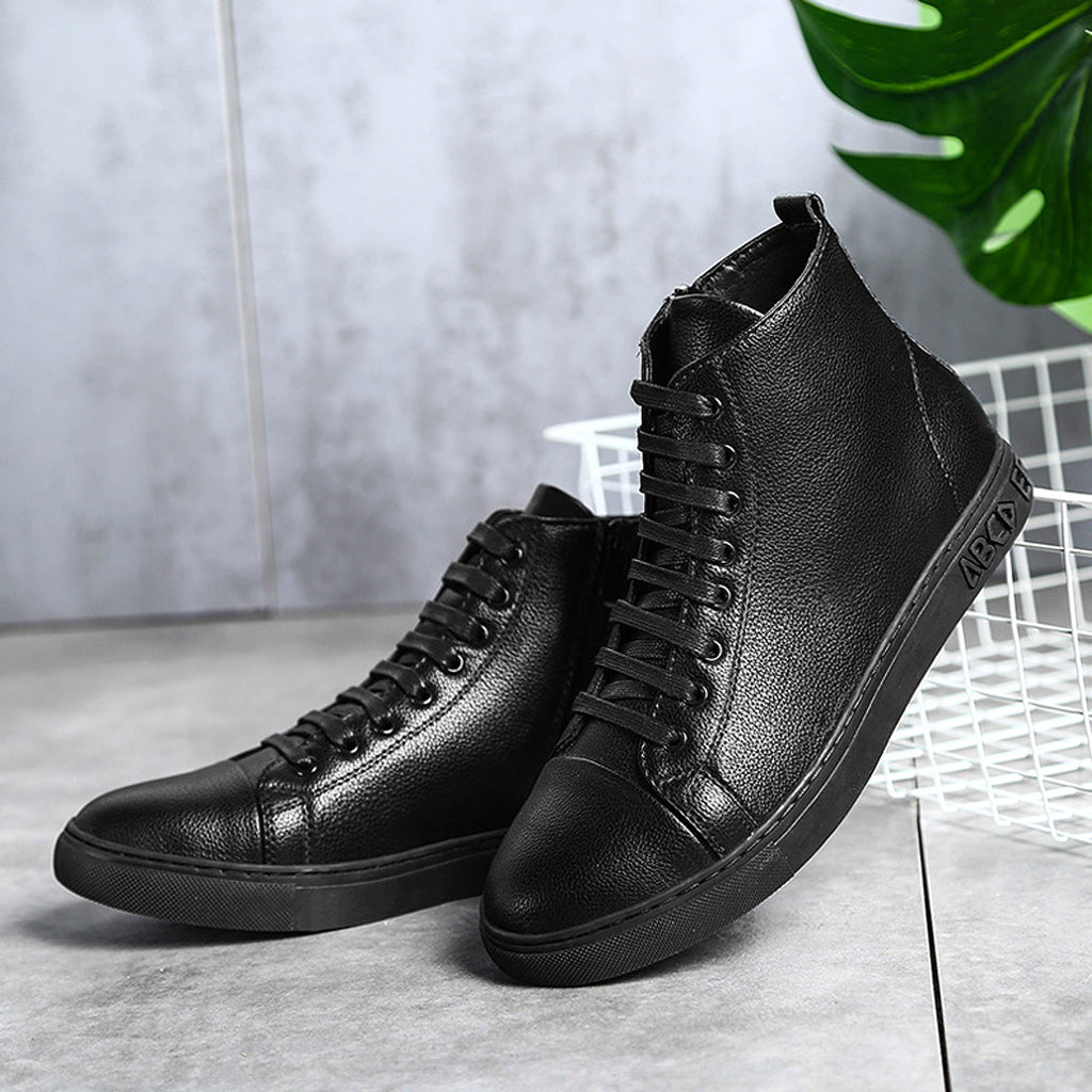Men's Plus Size High Top Black Sneakers - enhanced image 8