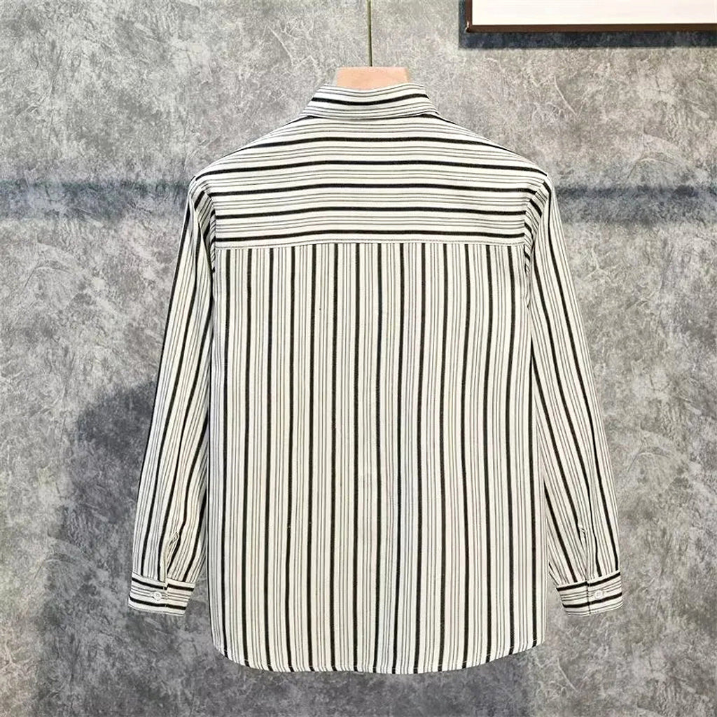 Men's Plus Size Striped Long Sleeve Button-Down Shirt - enhanced image 8