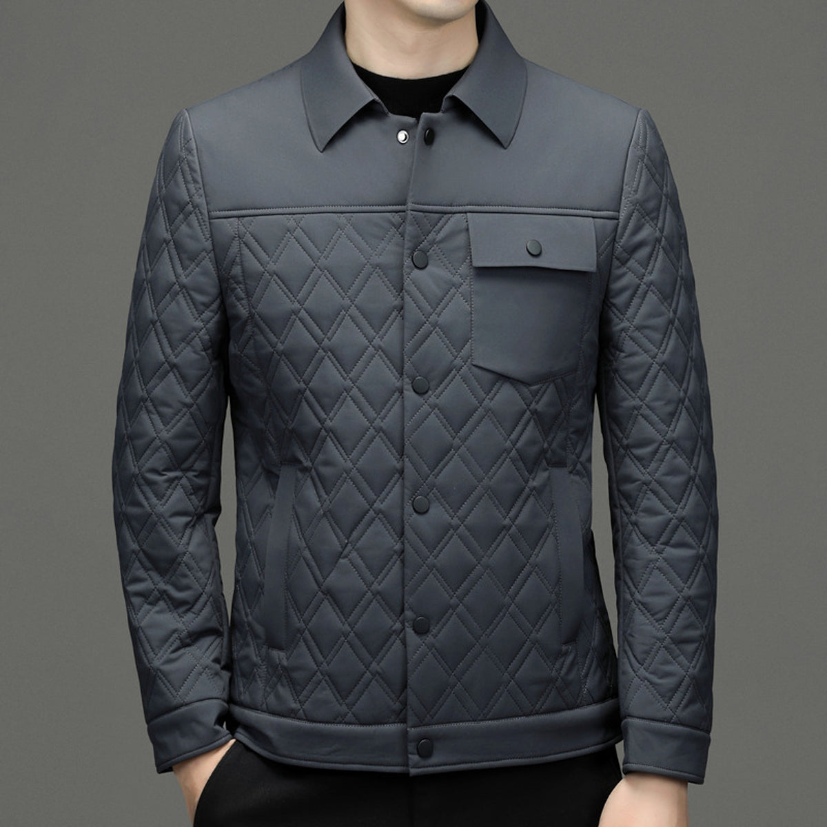 Men's Simple Casual Cotton-padded Jacket With Mulberry Silk - enhanced image 8