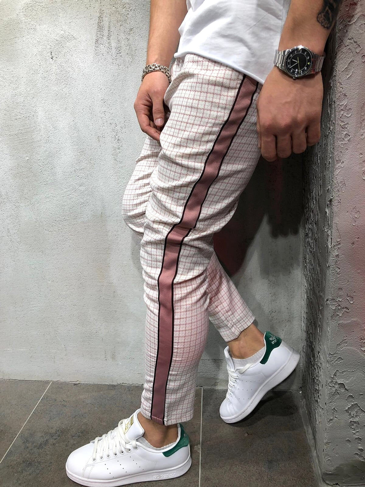 Men's Slim-fitting Cool Casual Sports Striped Side Ribbon Trousers (Jeans & Pants) - enhanced image 8