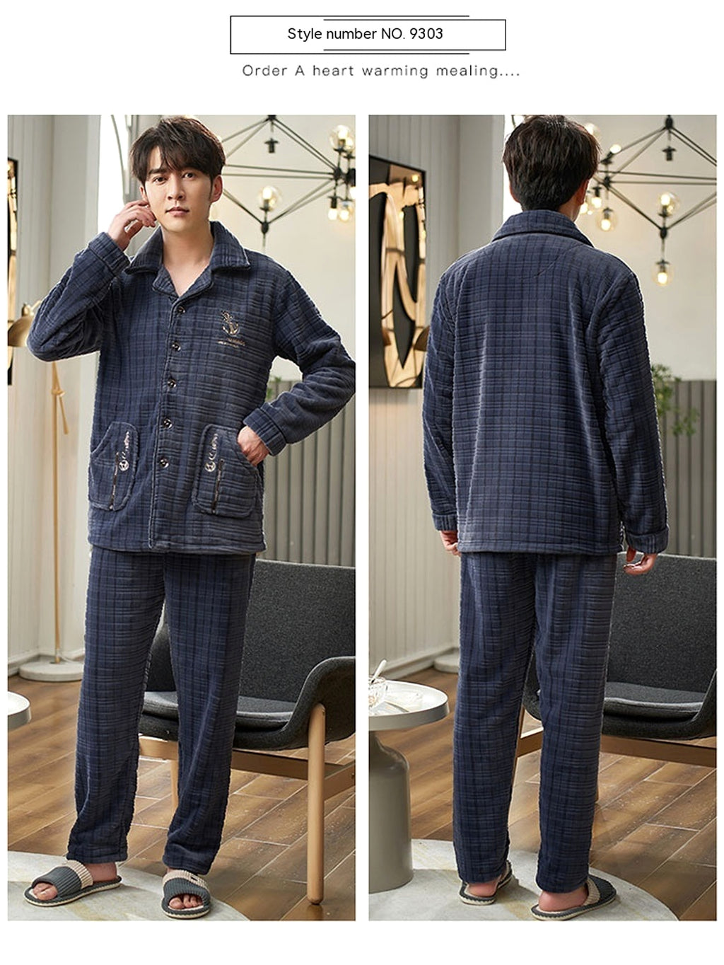 Men's Winter Flannel Pajamas Suit - enhanced image 8