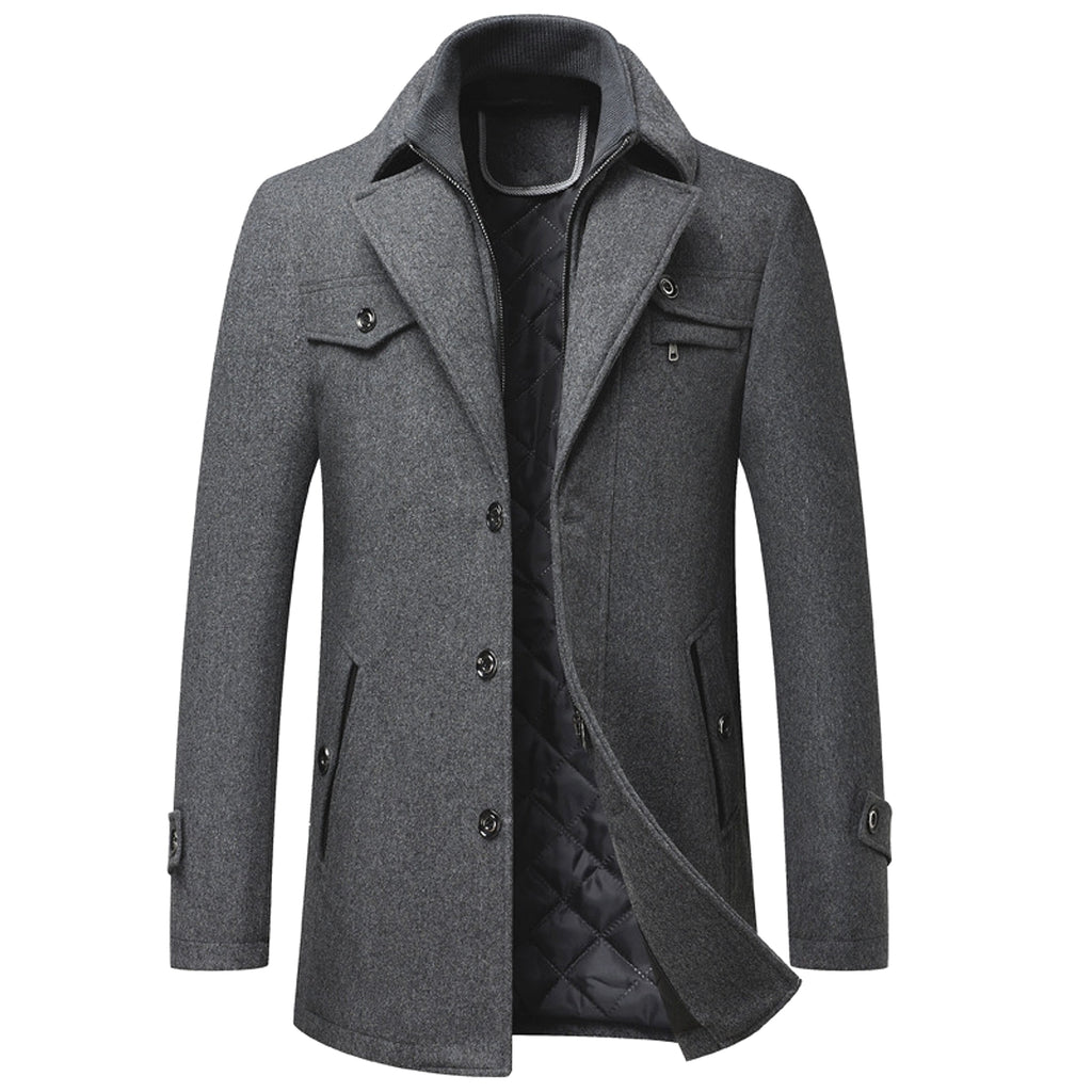 Men's Wool Woolen Thickened Overcoat Jacket - enhanced image 8