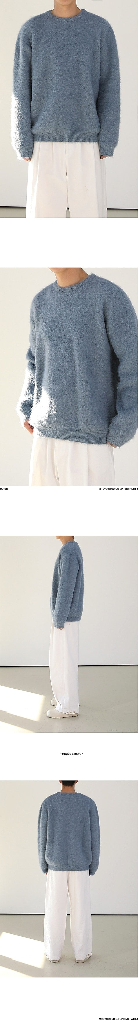 Mohair Solid Color Men's Sweater Winter Thick Round Neck - enhanced image 8