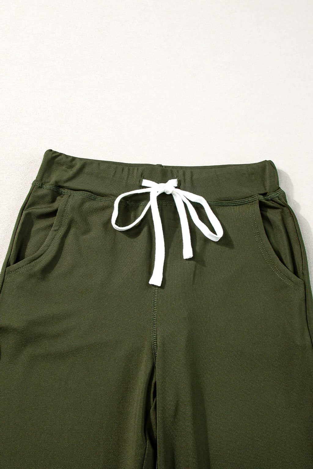 Moss Green Drawstring Waist Pocketed Joggers - enhanced image 8