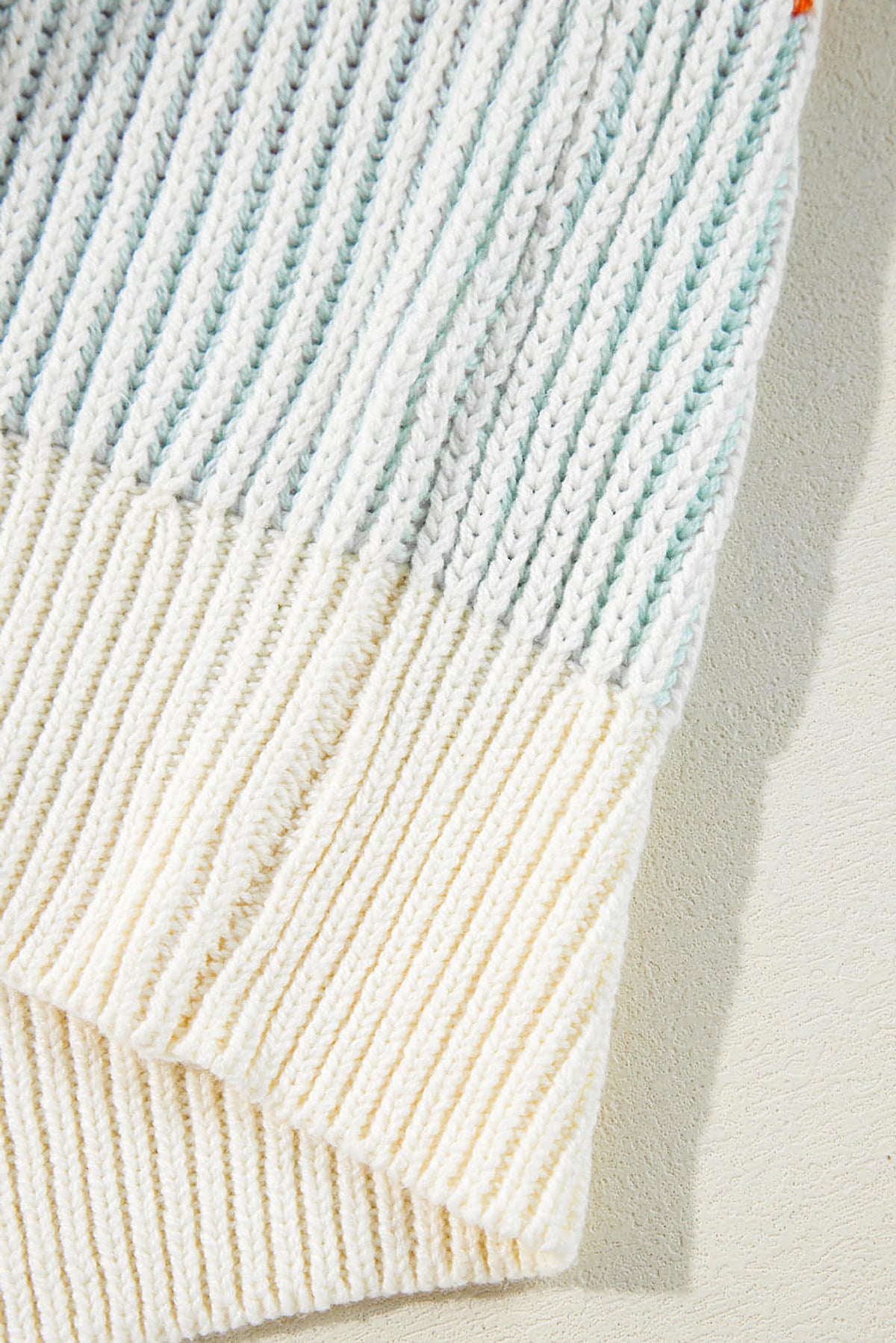 Multicolour Colorblock Textured Knit Bubble Sleeve Sweater - enhanced image 8