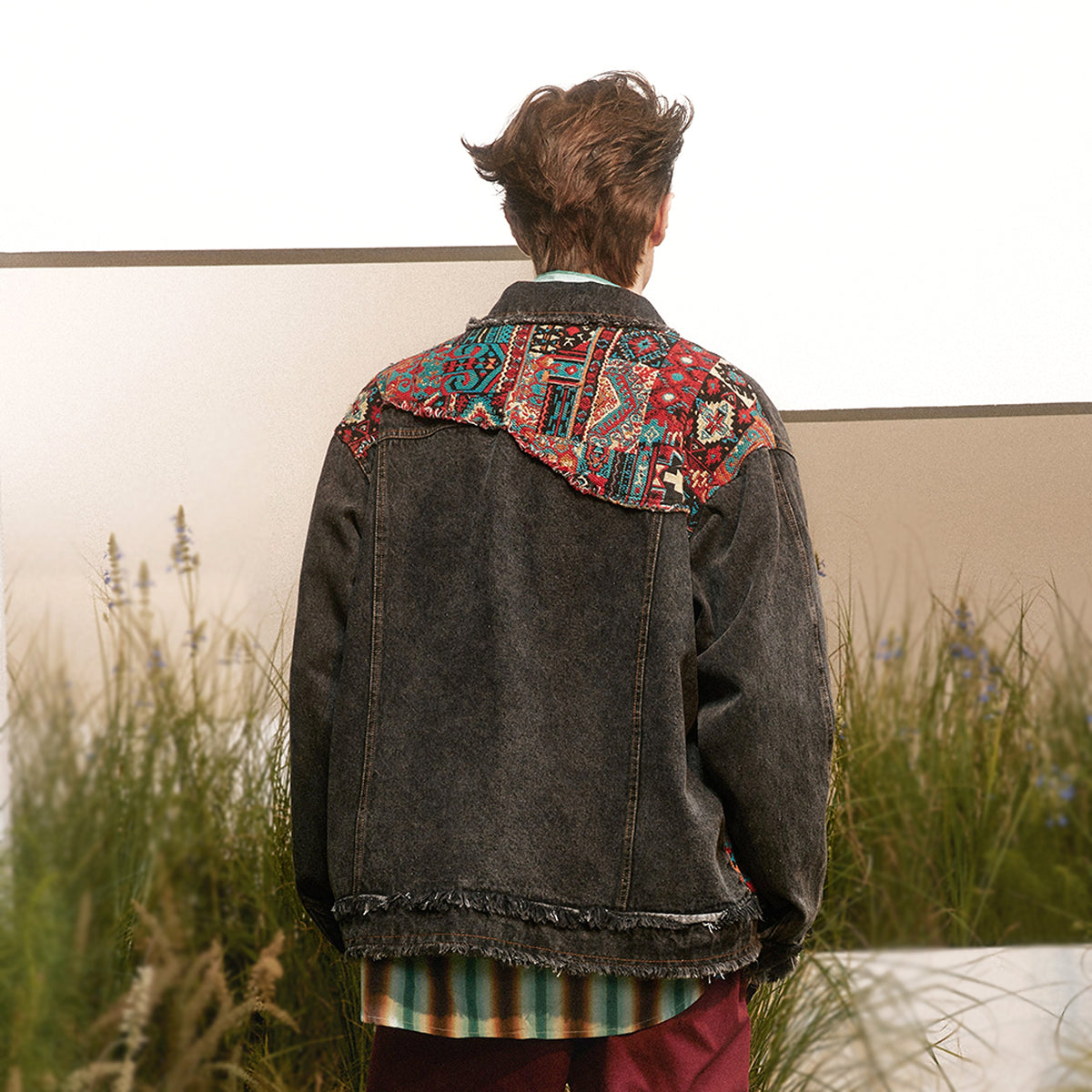 1. National Style Burrs Stitching Washed Denim Jacket - enhanced image 8