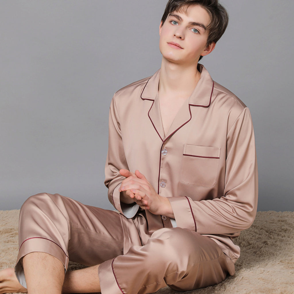 New Spring And Autumn Silk Couple Pajamas For Women - enhanced image 8