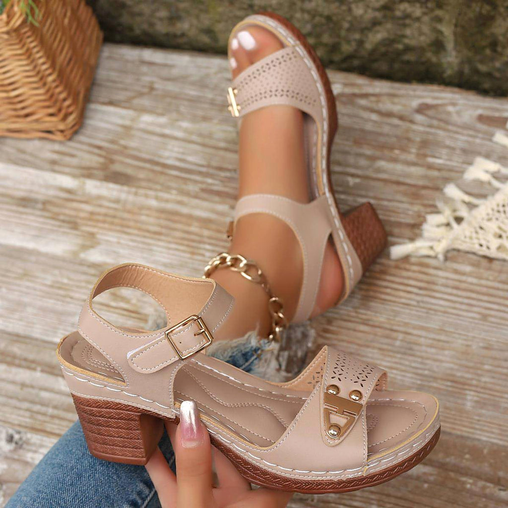 Peep Toe Block Heel Sandals - enhanced image 8